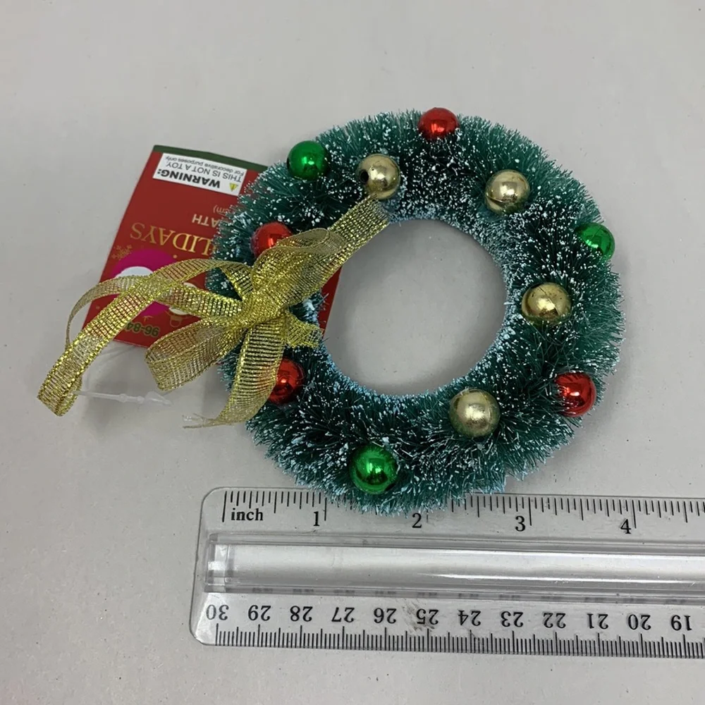 5 pc Christmas decor ornament lot Tree Wreath Elf Santa cup glass mushroom NEW - Picture 16 of 17